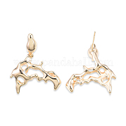 Brass Twist Dangle Stud Earrings for Women EJEW-N012-49LG