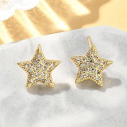 Серьги-гвоздики из латуни с микропаве и прозрачным кубическим цирконием EJEW-A132-16G