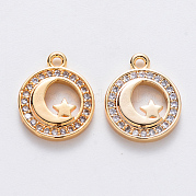 Brass Micro Pave Cubic Zirconia Charms KK-T049-039G-NF