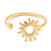 Placage ionique (ip) 304 anneau de manchette ouvert soleil en acier inoxydable pour femme RJEW-M149-05G