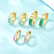 Серьги-кольца из нержавеющей стали 304 с эмалью EJEW-K268-19G-02