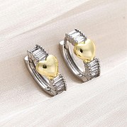 Латунные серьги-кольца из прозрачного кубического циркония EJEW-H158-20A-GP