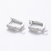 Brass Micro Pave Cubic Zirconia Hoop Earring Findings with Latch Back Closure KK-T048-032P-NF