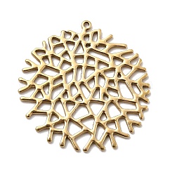 Colgantes de acero inoxidable 304, rama, real 14k chapado en oro, 30.5x30x1mm, agujero: 1.2 mm