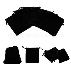 Pochettes rectangle en velours, bonbons sacs cadeaux fête de noël mariage faveurs sacs, noir, 12x10 cm