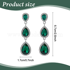 3 paire de boucles d'oreilles pendantes en forme de larme en verre bicolore avec strass&nbsp;EJEW-AN0003-98