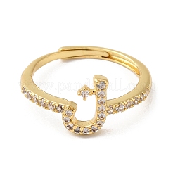 Anelli regolabili da donna con lettere arabe in ottone con placcatura a cremagliera&nbsp;RJEW-S407-10G-14