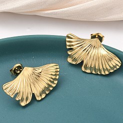 Boucles d'oreilles à tige en forme de feuille en acier inoxydable 304&nbsp;EJEW-K268-68G