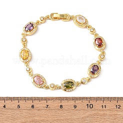 Bracelets à maillons ovales en laiton sertis de micro-pavés de zircone cubique pour femmes&nbsp;BJEW-D387-04G-06