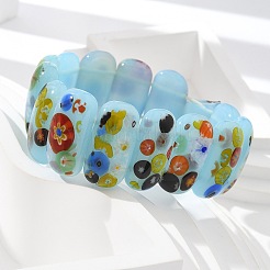 Pulseras elásticas de cuentas de vidrio millefiori hechas a mano para hombres y mujeres&nbsp;BJEW-G738-01C-04