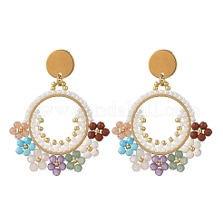 Boucles d'oreilles pendantes tressées en améthyste naturelle&nbsp;EJEW-MZ00787