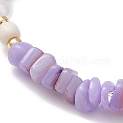 6 Stück 6 Farben natürliche Süßwasser-Muschel Chip & ABS-Kunststoff Imitation Perle Perlen Stretch-Armbänder&nbsp;BJEW-JB12727