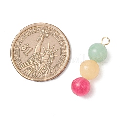 3 pièce 3 styles de pendentifs en perles rondes en jade malaisien naturel teinté&nbsp;PALLOY-JF04053-01