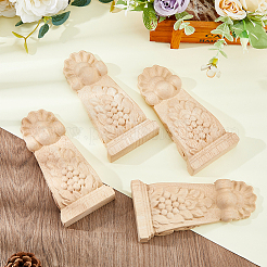 Applique onlay sculpté en bois de caoutchouc&nbsp;AJEW-WH0248-464