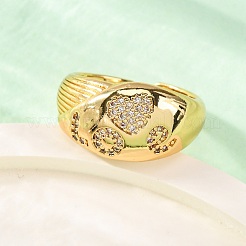 Anelli per polsini da donna in ottone con micro pavé di zirconi trasparenti&nbsp;RJEW-U047-04G