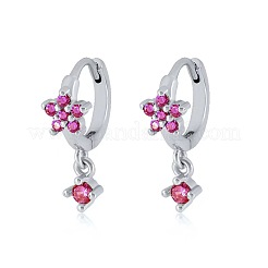 925 orecchini a cerchio in argento sterling con zirconi cubici a forma di fiore di prugna&nbsp;IM8168-10