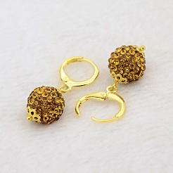 Baumelnden runden Ball Harz Rhinestoneohrringe&nbsp;LS-EJEW-J080-17G