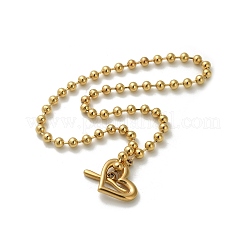 Colliers à chaîne à billes en acier inoxydable 304 avec pendentif en forme de cœur pour femmes&nbsp;NJEW-C088-05G