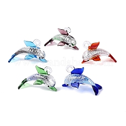Pendentifs vernissés argenté de feuille manuels&nbsp;LA-N048-21