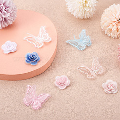 24 stücke 12 stil 3d rose organza spitze stickerei & schmetterling ornament zubehör&nbsp;DIY-BT0001-48