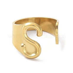 Anillos de puño abiertos con letra inicial de acero inoxidable 304 chapados en oro real de 18k&nbsp;RJEW-L109-007G-S