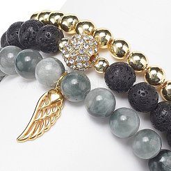 3 stücke 3 stil natürliche & synthetische gemischte edelstein runde perlen stretch-armbänder set&nbsp;BJEW-JB09023