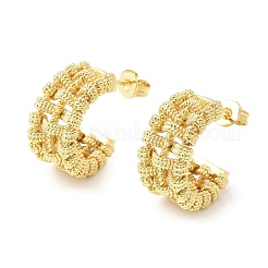 Orecchini a bottone in ottone a forma di C intrecciata&nbsp;EJEW-P333-01G