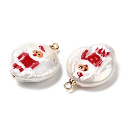 Pendenti di perle keshi naturali in stile barocco con smalto&nbsp;PEAR-G013-02B