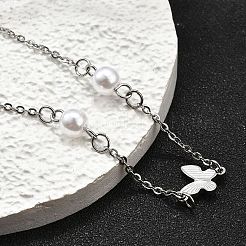 Bracelets à maillons papillon en acier inoxydable 304&nbsp;BJEW-C098-01C-P
