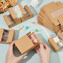 Boîtes-cadeaux carrées de stockage de papier avec fenêtre clairement visible&nbsp;CON-WH0095-65A