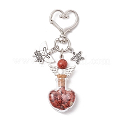 Natürlicher Amethyst & grüner Aventurin & Tigerauge & Lapislazuli & roter Aventurin & roter Jaspis & synthetische Türkissplitter Wunschflaschen-Anhänger-Dekorationen&nbsp;HJEW-JM02774