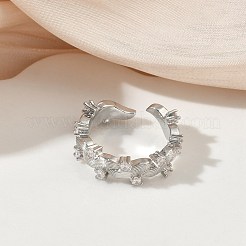Messing Micro Pave Zirkonia Manschette offene Ringe&nbsp;RJEW-C163-10P
