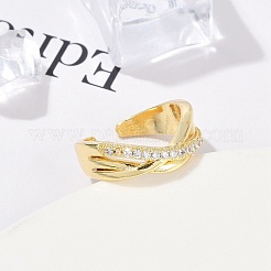 Manschettenringe mit Gestellplattierung aus Messing mit Mikropavé-Zirkonia&nbsp;RJEW-M028-60G