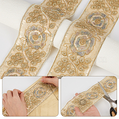 Nastri in poliestere con ricamo floreale in stile etnico&nbsp;OCOR-GA0003-07B