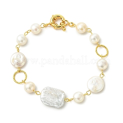 Braccialetti da donna in ottone con perline coltivate d'acqua dolce e perle keshi per donna.&nbsp;BJEW-JB14042