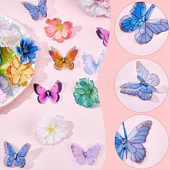 50 Stück 10 Farben Polyester Strass Schmetterling Ornament Zubehör&nbsp;FIND-SP0004-86