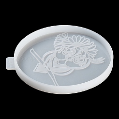 Flache runde Silikonformen mit Eule und Blume zum Selbermachen für Tassenuntersetzer&nbsp;LS-SIL-F007-06D