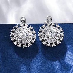Latón micro pave aretes de circonita cúbica transparente&nbsp;EJEW-C130-01P