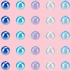 5 couleurs perles acryliques transparentes&nbsp;MACR-PA0001-03C-01