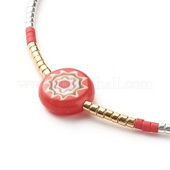 Kristall Sonnenblume handgemachte Millefiori Glasperlen Armbänder für Mädchen Frauen&nbsp;BJEW-JB06750