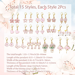 30 Uds decoraciones colgantes de esmalte de aleación&nbsp;HJEW-SC0002-13