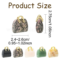 5 Stück 5 Stile synthetischer blauer Goldfluss & natürlicher Kirschblütenachat & & grüner Aventurin & Rosenquarz & Rhodonit Messinganhänger&nbsp;KK-YW0003-41