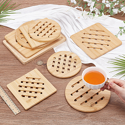 8 dessous de tasse en bambou&nbsp;DJEW-GO0001-18