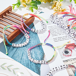 12-teiliges Set mit geflochtenen Perlenarmbändern aus Acryl mit dem Wort „Bester Freund“ in zwei Farben&nbsp;BJEW-AN0001-47