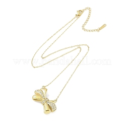 Collane con ciondolo a forma di fiocco con catena in acciaio inossidabile 304 e strass di cristallo per donna&nbsp;NJEW-C055-09G