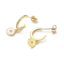 Ohrstecker aus echtem 18 Karat vergoldetem Messing mit Ring und bösem Blick&nbsp;EJEW-L268-037G-04