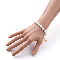 Natürliche Barockperlen Keshi Perlen Perlen Armbänder&nbsp;BJEW-JB05262