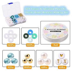 Kit de fabrication de bracelets de lettres et de perles d'imitation et de perles heishi&nbsp;DIY-YW0005-23C