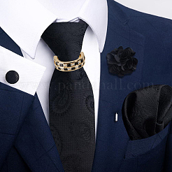 Pasadores de corbata para hombre con circonita cúbica negra pavé de aleación&nbsp;FIND-WH20043-070G