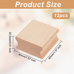 Forma cuadrada acanalada de madera de haya sin terminar&nbsp;WOOD-WH0124-25